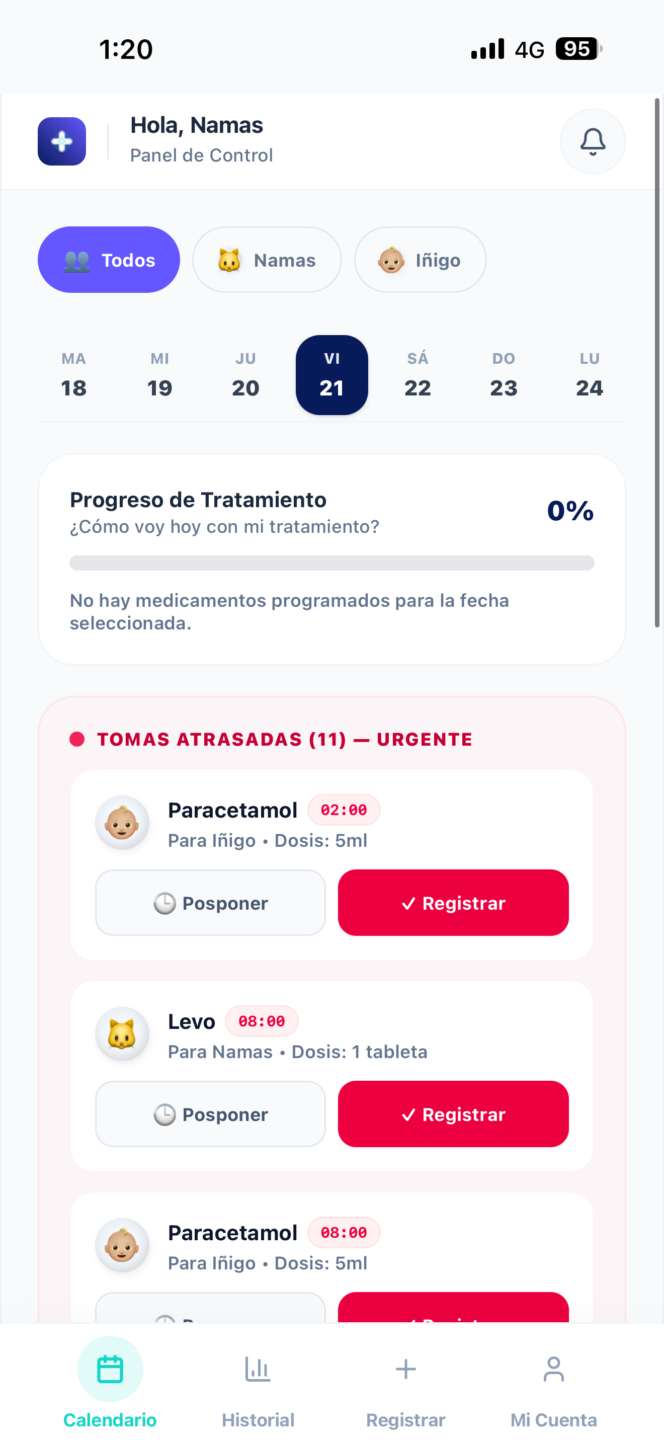 Lumi overdue medication state with postpone and register actions