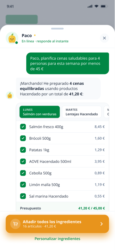 Paco weekly dinner planning experience